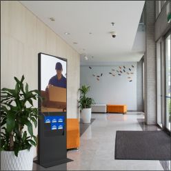 Tótem digital con expositores y monitor Samsung Cales